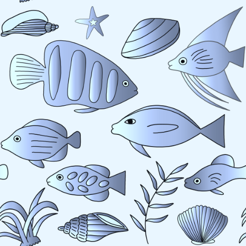 Blaue Fisch-Muster-Kachel