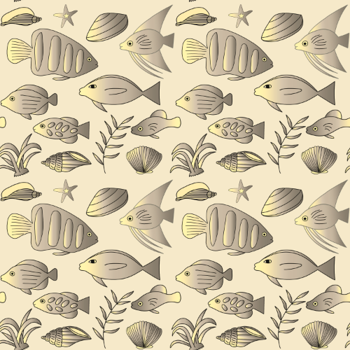 Muster mit Fischen und Wasserpflanzen