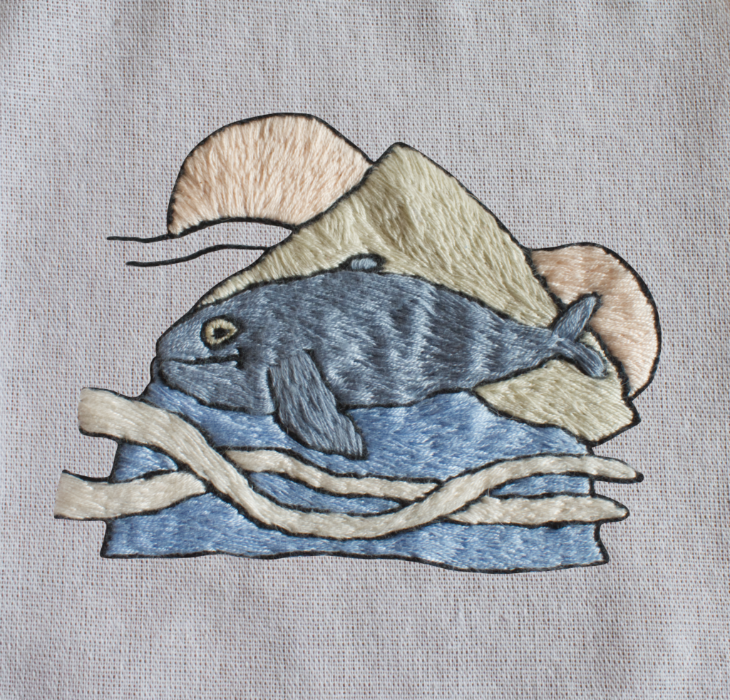 Handgesticktes maritimes Haidesign